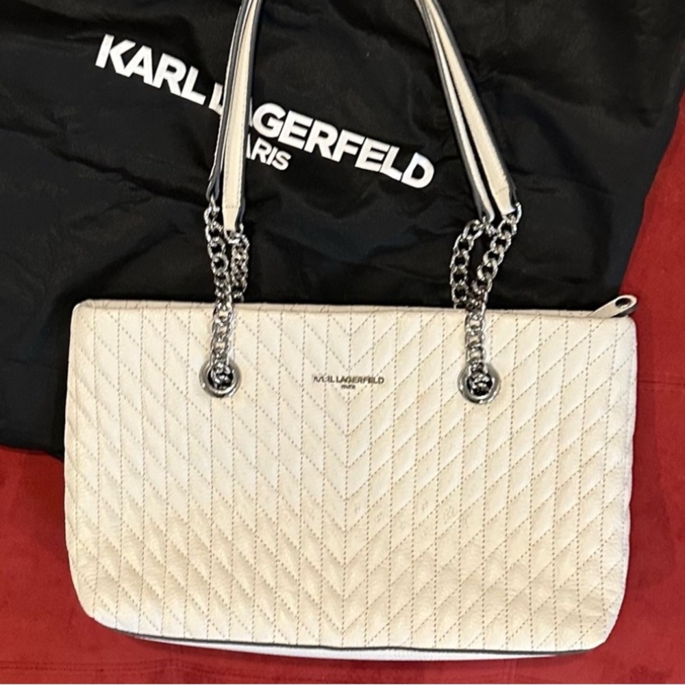 KARL LAGERFELD QUILTED LEATHER TOTE